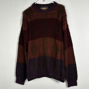 Vintage Ralph Lauren Cable Knit Sweater Mens Size Large 100% Cotton‎ 80s 90s